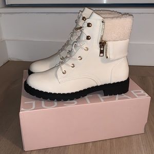 NEW Faux leather off white boots